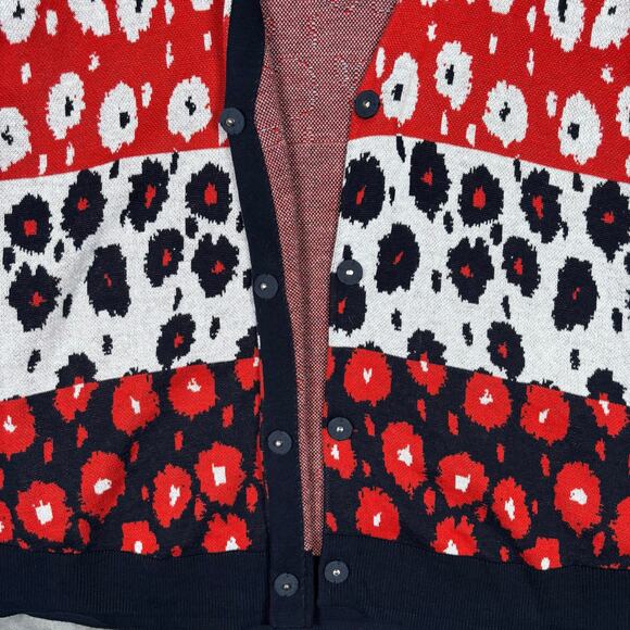 Cabi Colorblock Leopard Print Cardigan Sweater Women’s Small - Picture 3 of 5